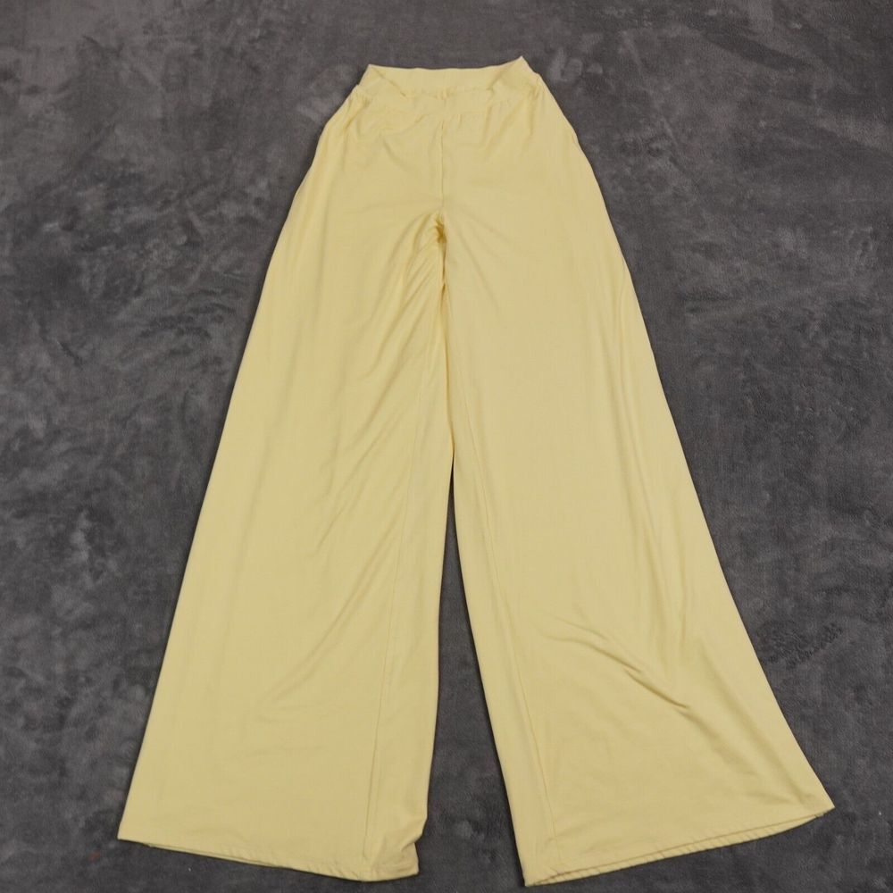 Oh Polly Pants Womens 2 Yellow Trousers Wide Hem Stretch‎ Dancing Party